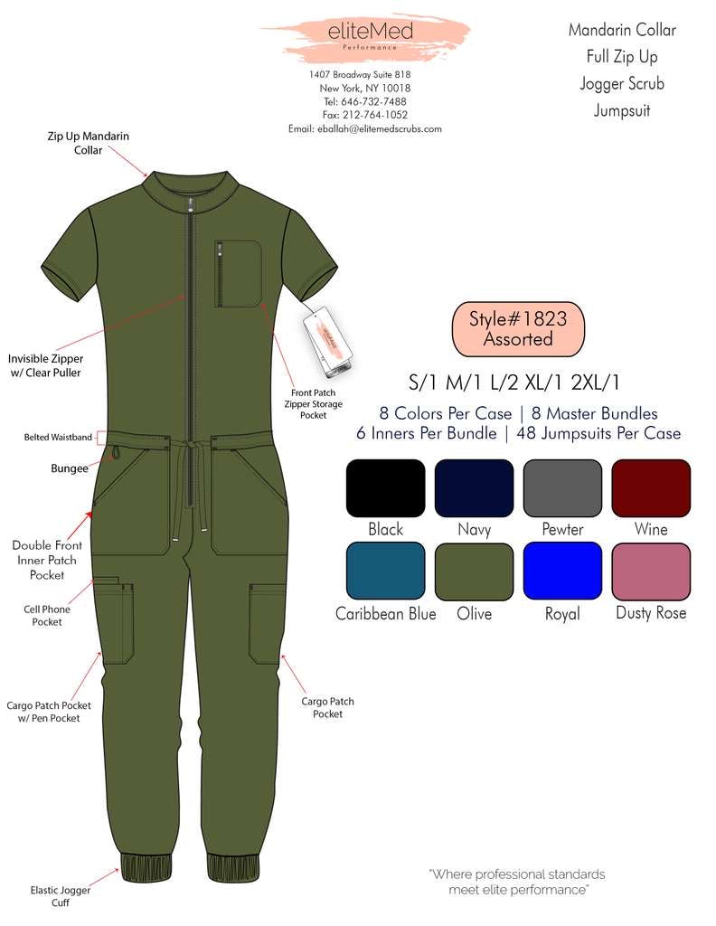 EliteMed Performance Jumpsuit 1823 – Comodidad, Funcionalidad y Estilo Profesional